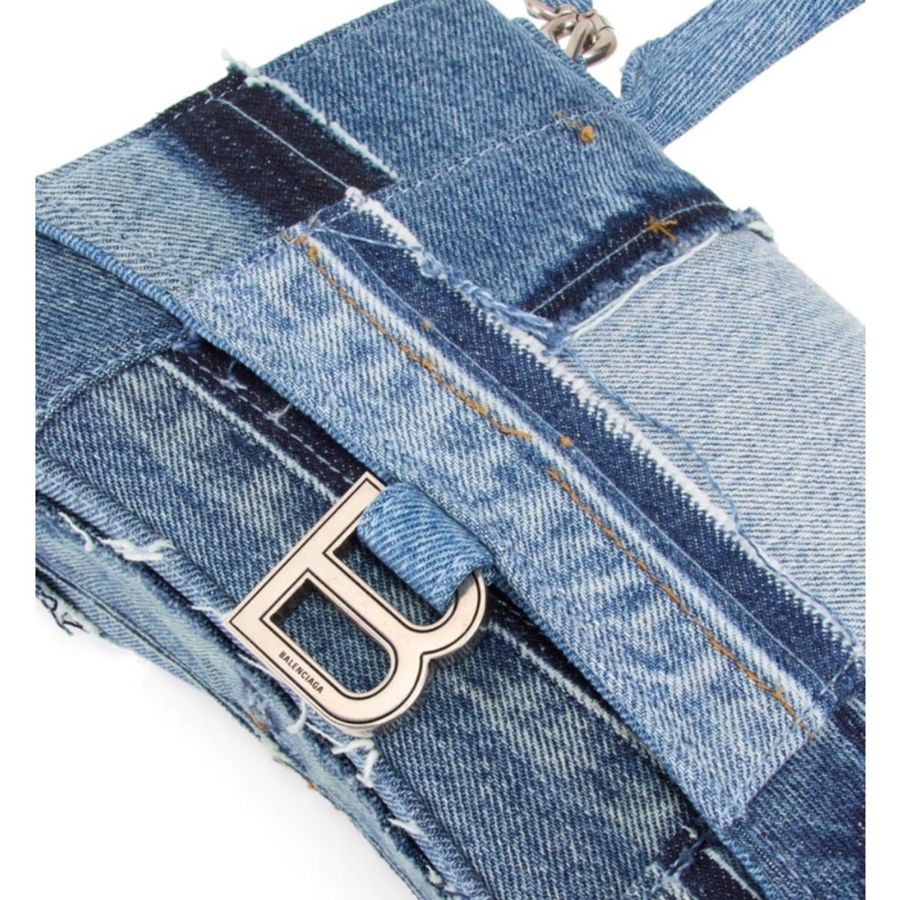 Balenciaga Hourglass Logo Patchwork Denim Bag - Picture 5 of 13